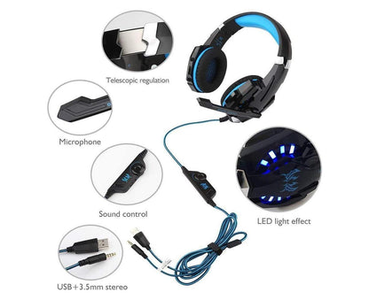Gaming Headset - Noise Cancelling - Over Ear Headphones with Mic and LED Light V1263-JX-995
