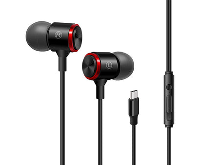 In-Ear Headphones - Type-C Connection - Wired Earphones with Mic and Noise Isolating Sound V1263-JX-996