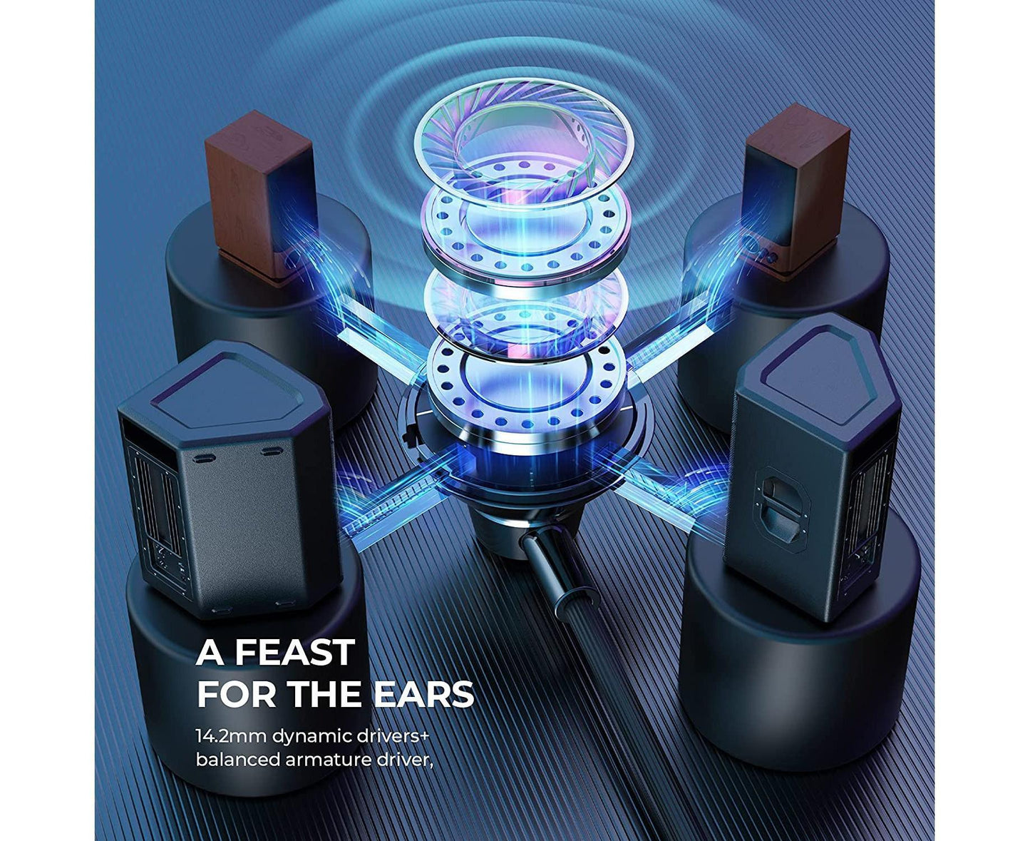 Wired Earbuds with Microphone High-resolution Audio Headphones V1263-JX-998