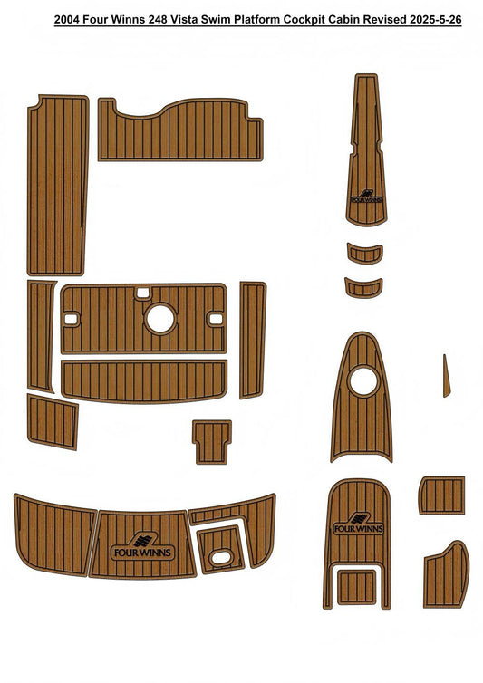 2004 Four Winns 248 Vista Swim Platform Cockpit Bow Pad Boat EVA Foam Faux Teak Deck Floor Mat SeaDek V1264-20230423-V090