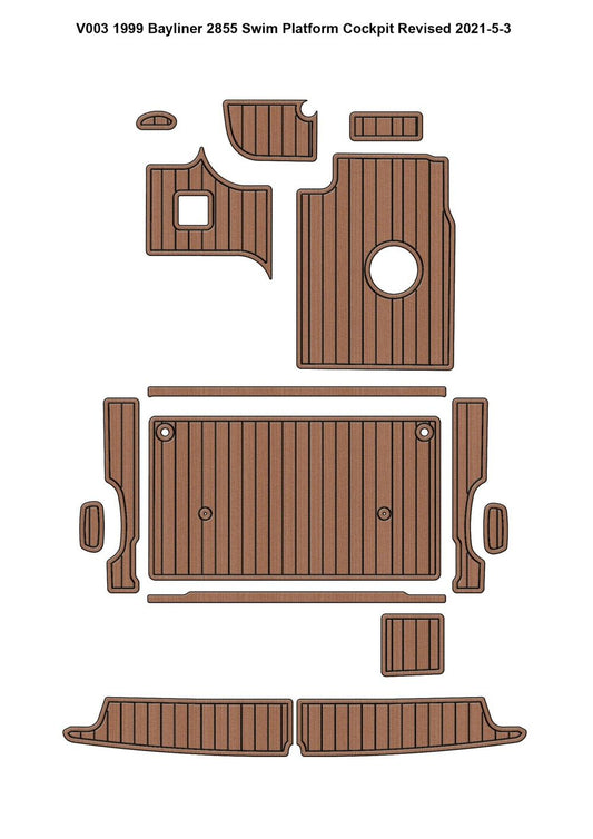 1999 Bayliner 2855 Swim Platform Cockpit Boat EVA Foam Faux Teak Deck Floor Pad Mat SeaDek MarineMat V1264-20260416-V003