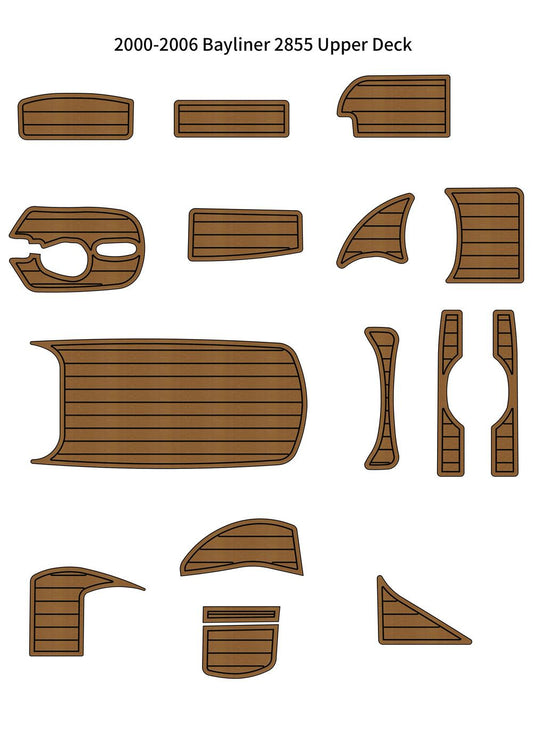 2000-2006 Bayliner 2855 Upper Deck Pads Boat EVA Foam Faux Teak Deck Floor Mat SeaDek MarineMat Gatorstep V1264-20260421-V034