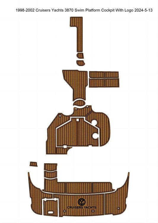 1998-2002 Cruisers Yachts 3870 Swim Platform Cockpit Pad Boat EVA Teak Floor Mat SeaDek MarineMat Gatorstep V1264-20260421-V051