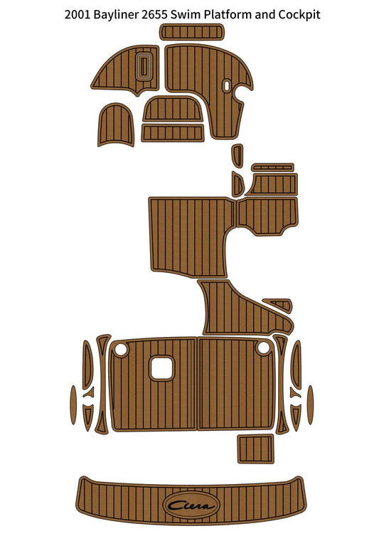 2001 Bayliner 2655 Swim Platform Cockpit Pad Boat EVA Foam Faux Teak Floor Mat SeaDek MarineMat Gatorstep V1264-20260422-V062