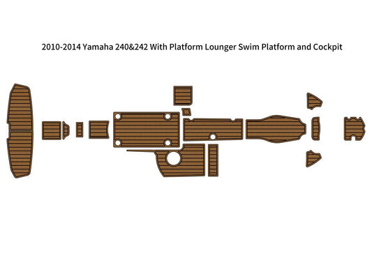 2010-2014 Yamaha 240&242 Lounger Swim Platform Cockpit Mat Boat EVA Teak Floor Pad SeaDek MarineMat Style V1264-20260423-V073