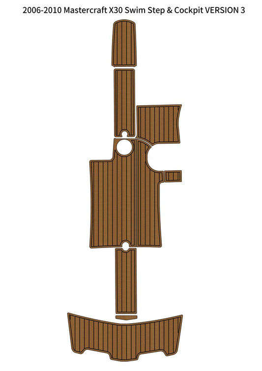 2006-2010 Mastercraft X30 Swim Step Cockpit VERSION 3 Pad Boat EVA Teak Floor SeaDek MarineMat Style Self V1264-20260423-V099