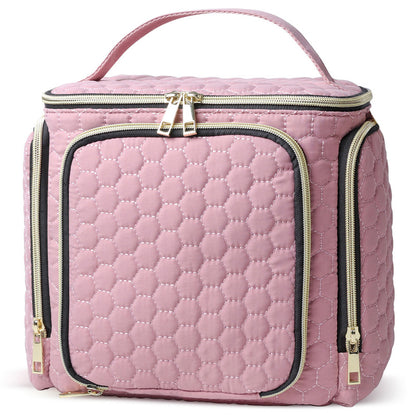 Travel Makeup Bag with Handle - Large Multi-Compartment Cosmetic Organizer, Portable Toiletry Bag for Women V1265-261-PINK1