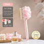 3-in-1 Multi-Functional Long-Handled Body Scrub Brush, Combining Bath Sponge + Soft-Bristle Brush + Washcloth V1265-AU-011-FEN
