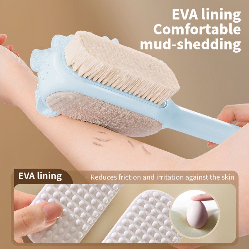 3-in-1 Multi-Functional Long-Handled Bath Brush, Combining Bath Sponge, Soft-Bristle Brush, and Washcloth in V1265-AU-011-LAN