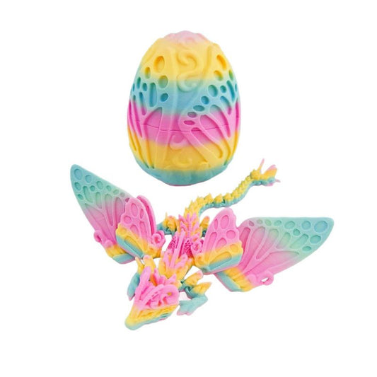 3D Easter Egg Set, Articulated Butterfly Dragon Figurine, Gradient-Colored Rainbow Dragon Egg Set, Butterfly V1265-AU-014