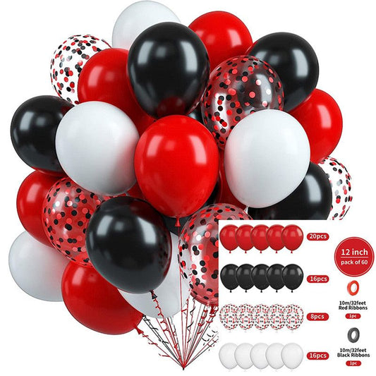 60-Piece 12-Inch Assorted Latex Balloon Set, Heavy-Duty Latex Balloons + Glitter Balloons + Ribbons, Birthday V1265-AU-016-HEIHON