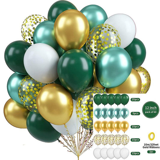 60-Piece 12-Inch Assorted Latex Balloon Set, Heavy-Duty Latex Balloons + Glitter Balloons + Ribbons, Birthday V1265-AU-016-LV