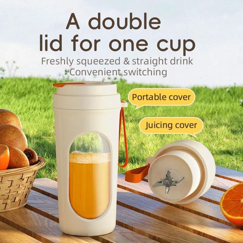 Portable Cordless Juicing Cup, Dual-Lid Design - 12-Blade Juicer, 1500mAh High Capacity, Compact V1265-AU-022-CHENG
