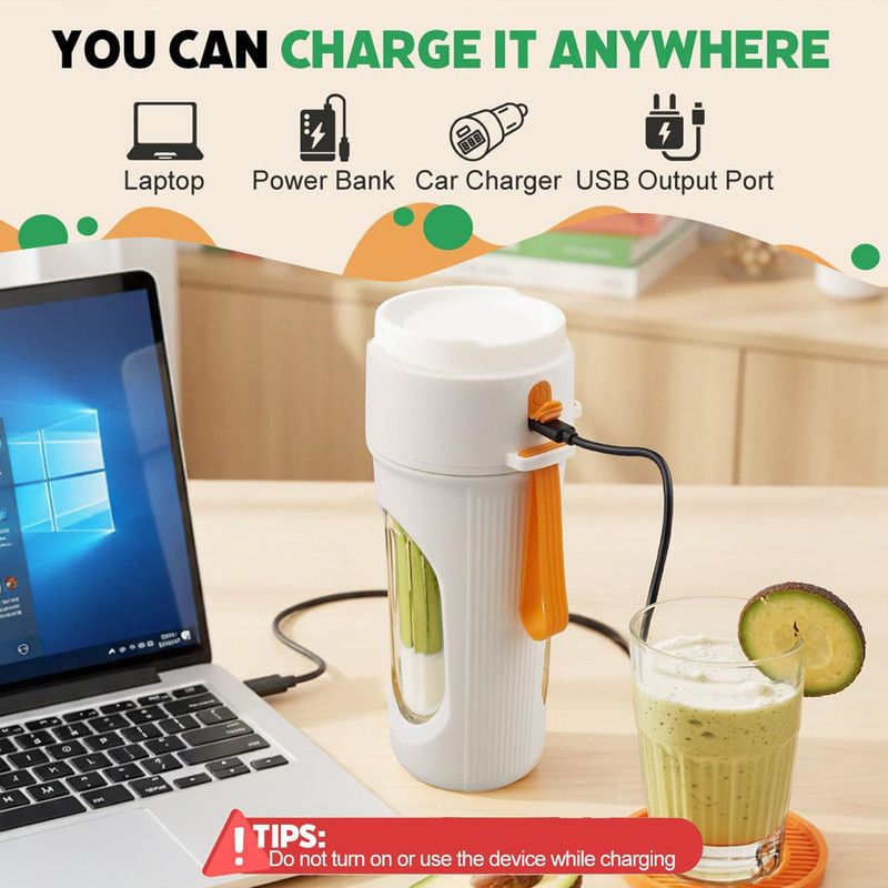 Portable Cordless Juicing Cup, Dual-Lid Design - 12-Blade Juicer, 1500mAh High Capacity, Compact V1265-AU-022-CHENG