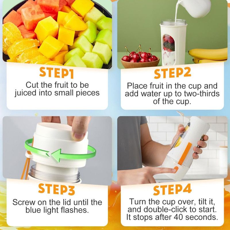 Portable Cordless Juicing Cup, Dual-Lid Design - 12-Blade Juicer, 1500mAh High Capacity, Compact V1265-AU-022-LV