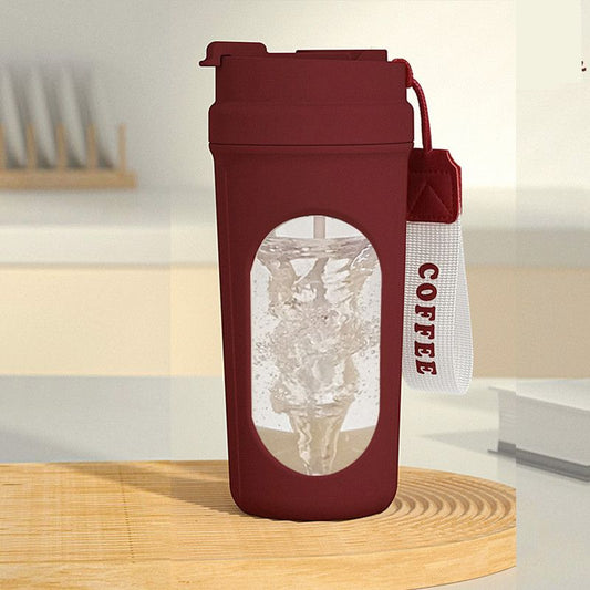 Electric Automatic Mixing Cup, One-Button Shaker Cup, Food-Grade Portable Coffee/Water Cup with Dual Spouts, V1265-AU-025-HONG