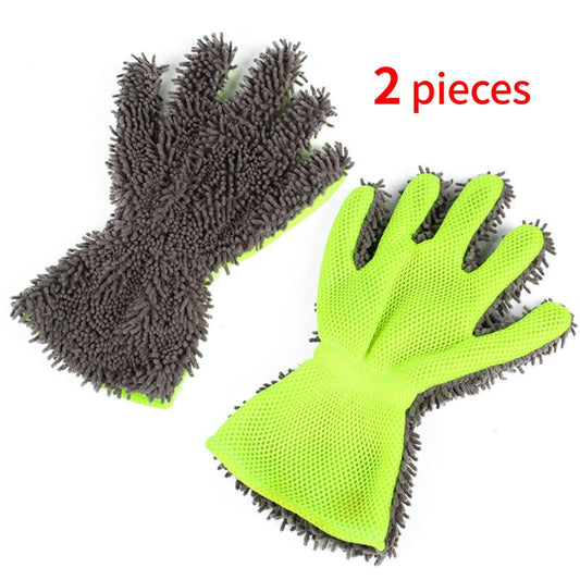Double-Sided Chenille Car Wash Gloves, Paint-Safe Coral Fleece Car Cleaning Gloves, Five-Finger Design, V1265-AU-028-HUI