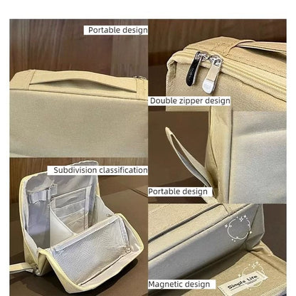 Portable Multi-Functional Toiletry Bag, Stand-Up Large-Capacity Storage Bag for Makeup Brushes, Cosmetics, V1265-AU-034-HEI
