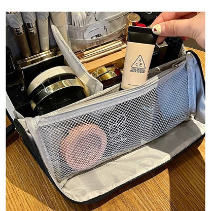 Portable Multi-Functional Toiletry Bag, Stand-Up Large-Capacity Storage Bag for Makeup Brushes, Cosmetics, V1265-AU-034-HEI