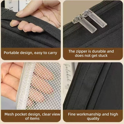 Portable Multi-Functional Toiletry Bag, Stand-Up Large-Capacity Storage Bag for Makeup Brushes, Cosmetics, V1265-AU-034-HUANG