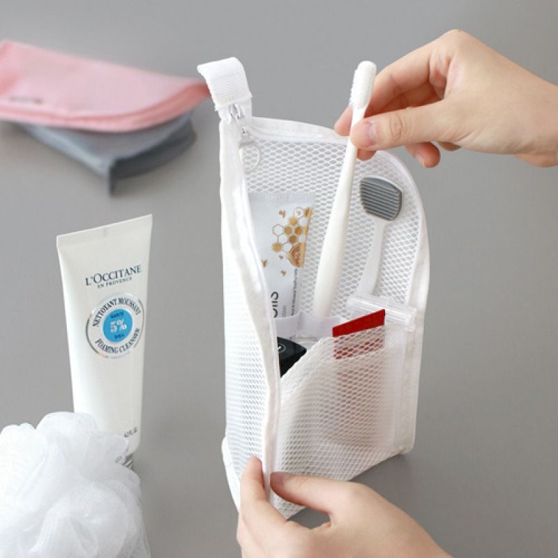 EVA Mesh Travel Toothbrush Organizer, Portable Toiletry Pouch, Multifunctional Organizer for Toothpaste, V1265-AU-035-BAI