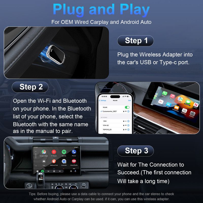 In-car wireless CarPlay adapter, plug-and-play V1265-AU-039-XZY-218