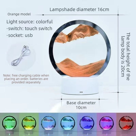 Creative 3D Sand Art Night Light, Multi-Color Touch-Sensitive Dimmable Desktop Ornament, USB/Battery Dual V1265-AU-041-JIN