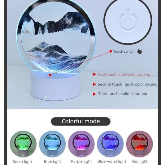 Creative 3D Sand Art Night Light, Multi-Color Touch-Sensitive Dimmable Desktop Ornament, USB/Battery Dual V1265-AU-041-JIN