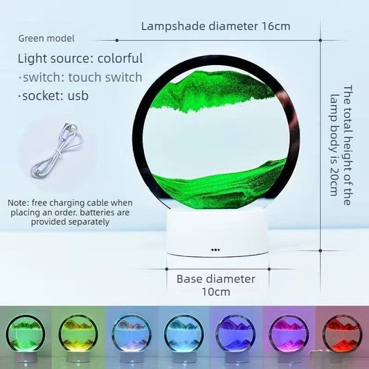 Creative 3D Sand Art Night Light, Multi-Color Touch-Sensitive Dimmable Desk Ornament, Dual Power Supply V1265-AU-041-LV