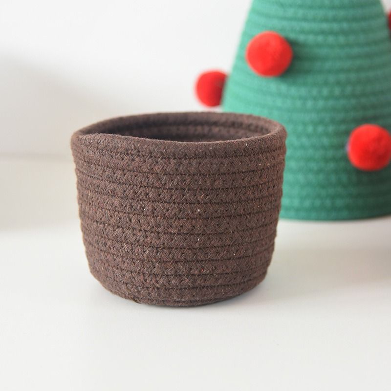 Christmas-themed cotton yarn woven storage basket, Christmas tree-shaped desktop storage box with lid, V1265-AU-043-LV