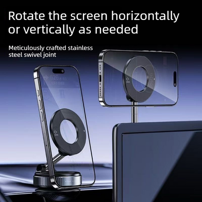 Vacuum and Magnetic Car Phone Mount, 3-Axis Foldable and Rotating Navigation Mount, Residue-Free Universal V1265-AU-044