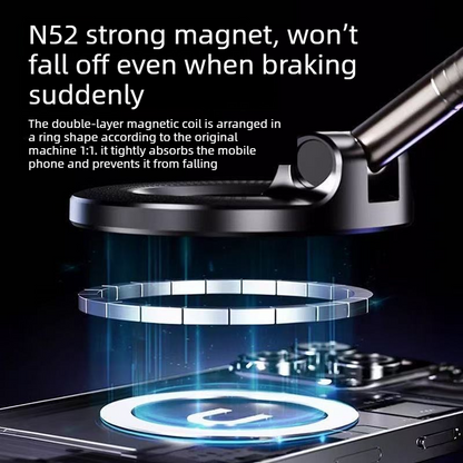 Vacuum and Magnetic Car Phone Mount, 3-Axis Foldable and Rotating Navigation Mount, Residue-Free Universal V1265-AU-044