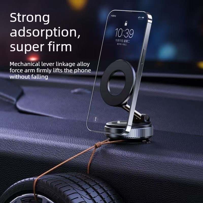 Vacuum and Magnetic Car Phone Mount, 3-Axis Foldable and Rotating Navigation Mount, Residue-Free Universal V1265-AU-044