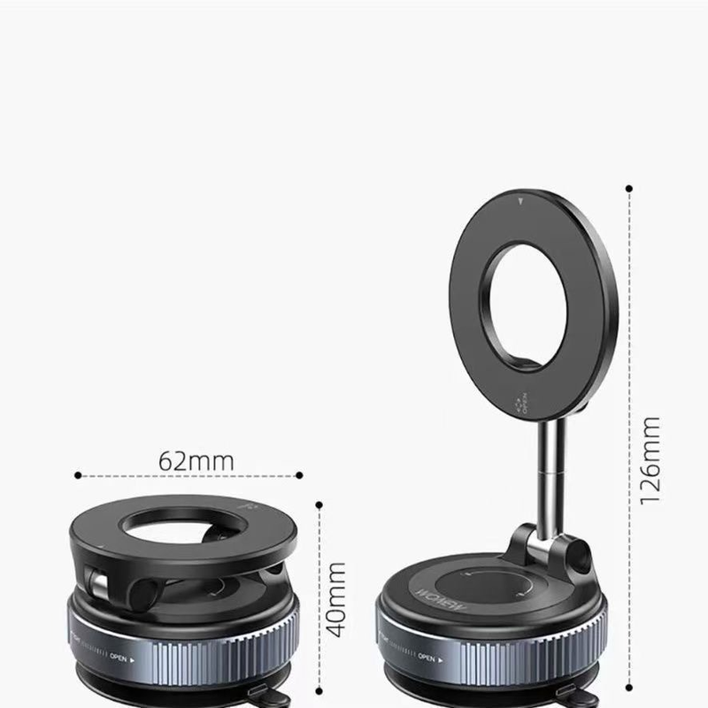 Vacuum and Magnetic Car Phone Mount, 3-Axis Foldable and Rotating Navigation Mount, Residue-Free Universal V1265-AU-044