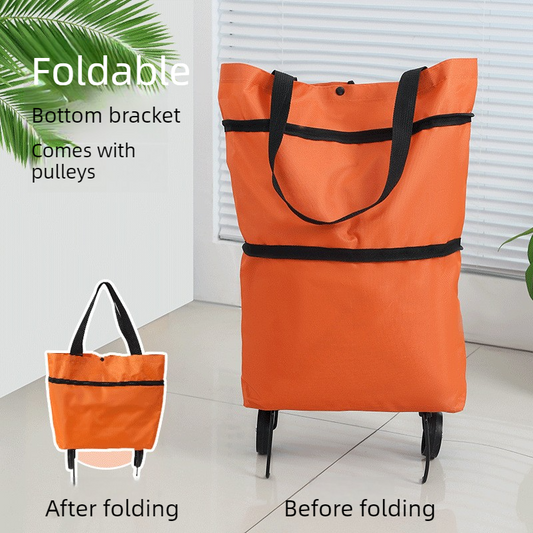 Foldable Shopping Trolley with Wheels, Portable Large-Capacity Oxford Cloth Shopping Cart, Home Delivery Cart V1265-AU-045-CHENG