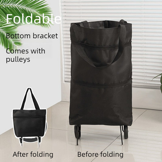 Foldable Shopping Trolley, Wheeled Grocery Cart, Portable Large-Capacity Oxford Cloth Shopping Cart, Home V1265-AU-045-HEI