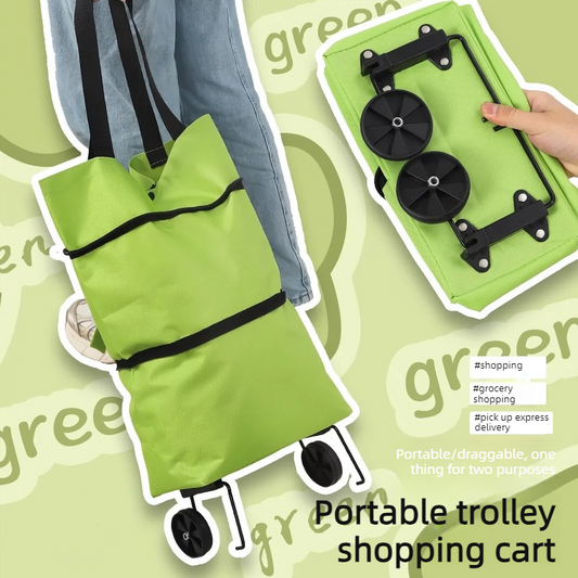 Foldable Shopping Trolley, Wheeled Grocery Cart, Portable Large-Capacity Oxford Cloth Shopping Cart, Home V1265-AU-045-HEI