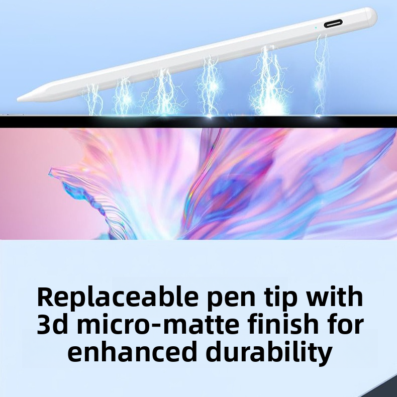 Magnetic iPad Capacitive Stylus, Compatible with Apple Tablets, Replaceable Tip Drawing Stylus - White V1265-AU-050-ZD02