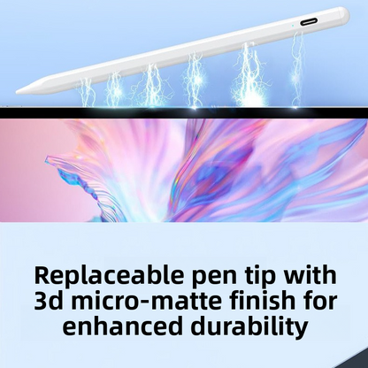 Magnetic iPad Capacitive Stylus, Compatible with Apple Tablets, Replaceable Tip Drawing Stylus - White V1265-AU-050-ZD02