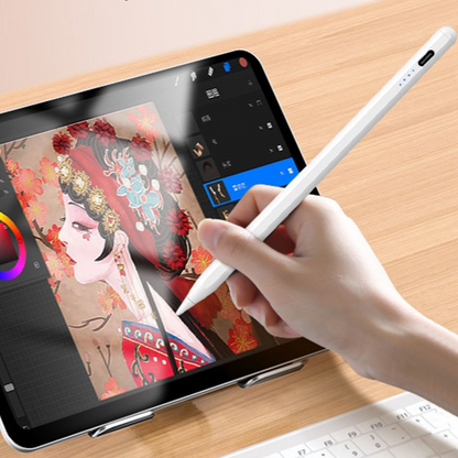 Magnetic iPad Capacitive Stylus, Compatible with Apple Tablets, Replaceable Tip Drawing Stylus - White V1265-AU-050-ZD02