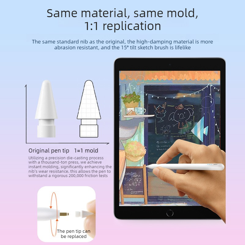 Magnetic iPad Capacitive Stylus, Compatible with Apple Tablets, Replaceable Tip Drawing and Handwriting V1265-AU-050-ZD04