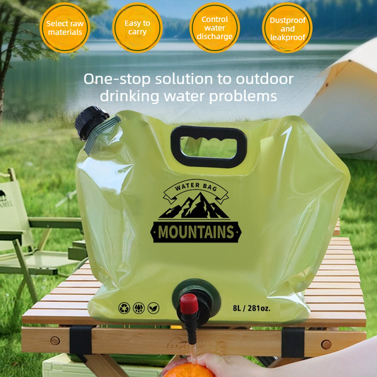 8L Large-Capacity Foldable Outdoor Water Bag,Built-in Faucet, Portable Camping and Travel Water Bag - Green V1265-AU-052-LV