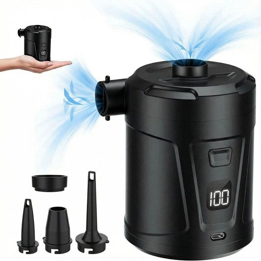 Outdoor Camping Digital Electric Air Pump, 5200mAh Built-in Battery, for Air Mattresses and Swim Rings - Black V1265-AU-054-HEI