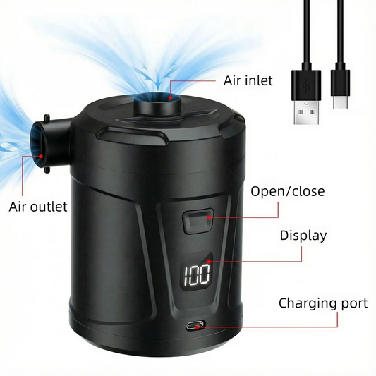 Outdoor Camping Digital Electric Air Pump, 5200mAh Built-in Battery, for Air Mattresses and Swim Rings - Black V1265-AU-054-HEI