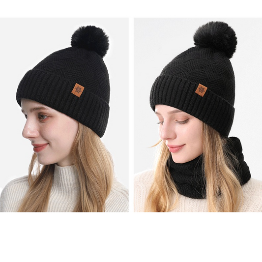 Women's Fashionable Winter 3-Piece Set: Knit Hat, Scarf, and Gloves. A must-have for outdoor skiing and V1265-AU-055-HEI