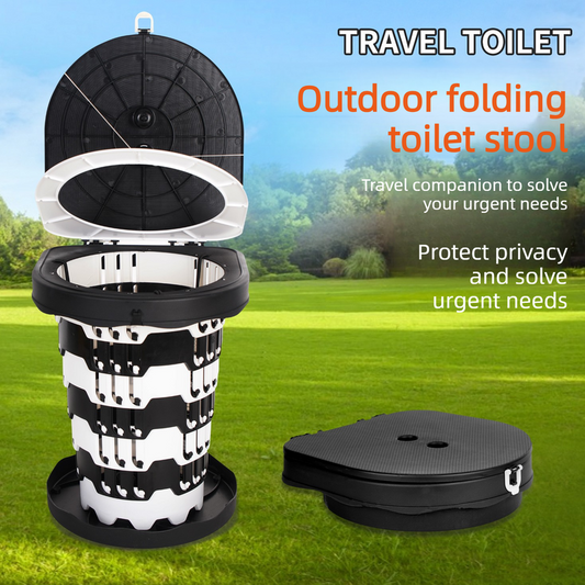 Outdoor Foldable Portable Toilet, Emergency Toilet Seat, Portable Camping Toilet Stool with Height Adjustment V1265-AU-060-HEI