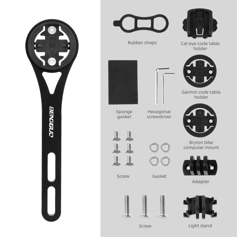 Lightweight Bike Computer Mount, One-Piece Extension Mount, Aluminum Alloy Cycling Mount - Black V1265-AU-061-HEI