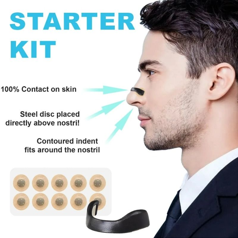 Square Magnetic Nose Clip Set - Anti-Snoring Nasal Strips - Breathing Aid for Sleep and Exercise - Black V1265-AU-063-30-HEI-FANG