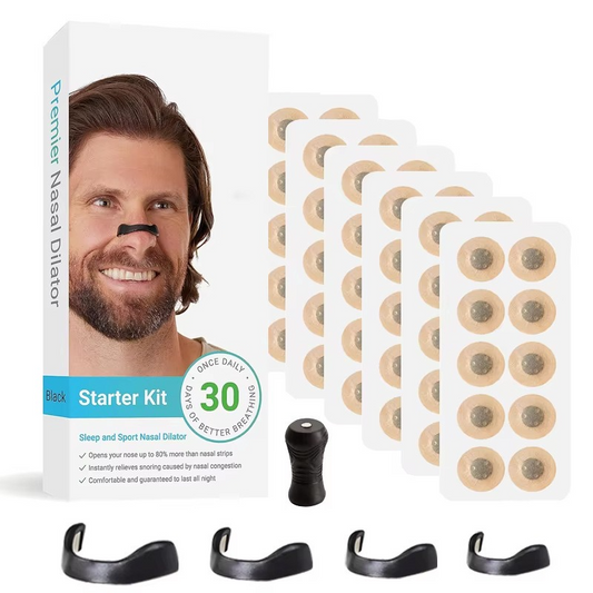Round Magnetic Nose Clip Set - Anti-Snoring Nasal Strips - Breathing Aid for Sleep and Exercise - Black V1265-AU-063-30-HEI-YUAN