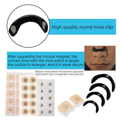 Round Magnetic Nose Clip Set - Anti-Snoring Nasal Strips - Breathing Aid for Sleep and Exercise - Black V1265-AU-063-30-HEI-YUAN